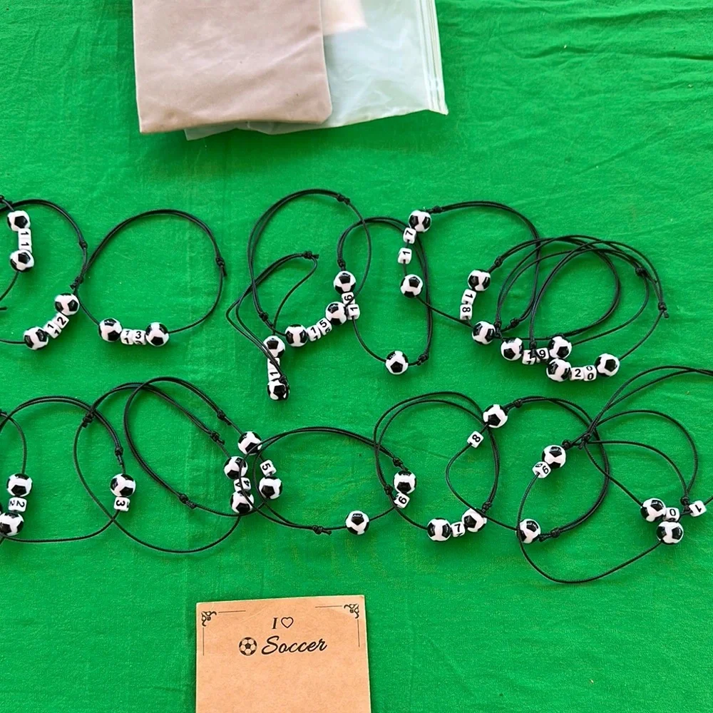 Soccer Bead Kids Bracelet Set - Black and White - Picture 1 of 7